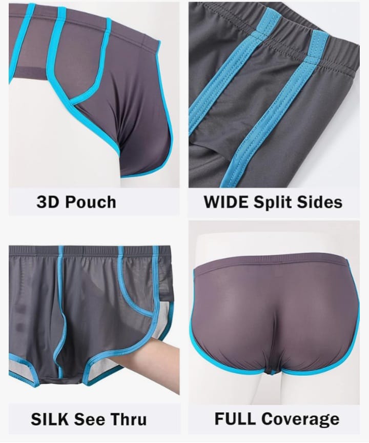 Men's Breathable Silk Boxer Moisture Wicking Underwear Briefs